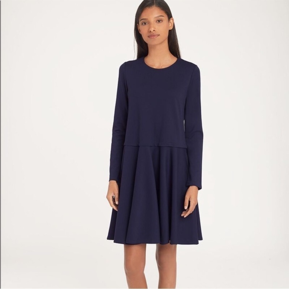 Cuyana Ponte‎ Long Sleeve Dress in Navy